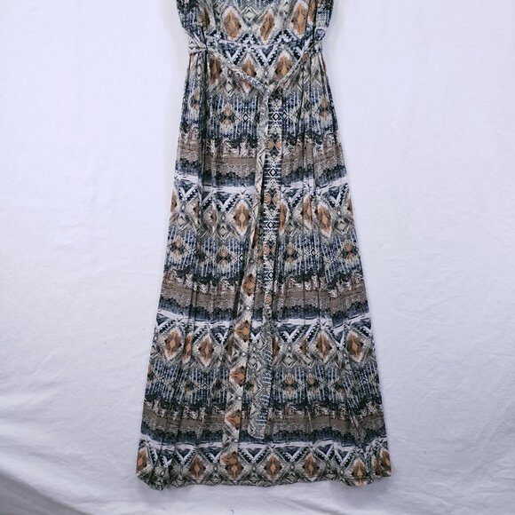 Mlle Gabrielle Multicolor Geometric Fun Stretchy Long Maxi Dress Size 2X - Picture 3 of 16